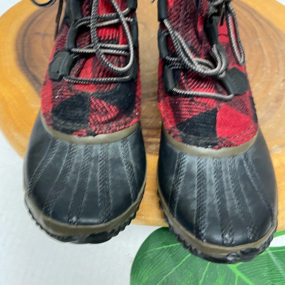 Sorel Red Buffalo Check Plaid Out and About Duck Boots - Picture 4 of 10